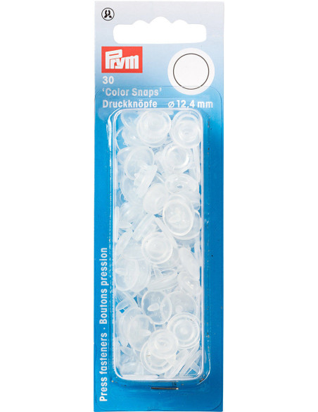 Set di 30 bottoni a pressione Color Snaps 12,4 mm - Trasparente opaco