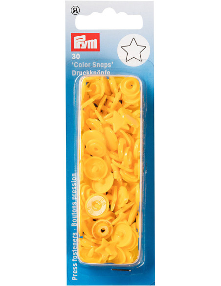 Set di 30 bottoni a pressione Color Snaps Stelle 12,4 mm - Giallo