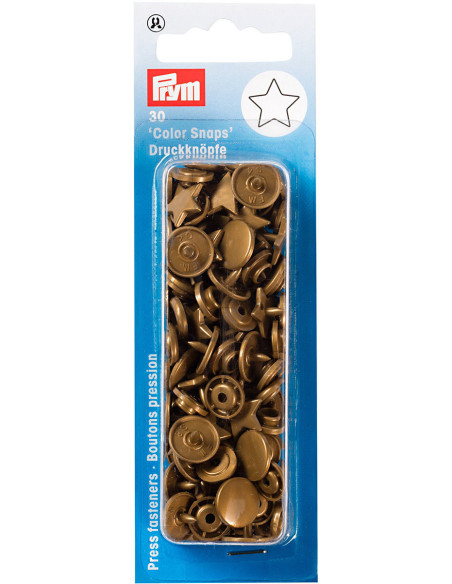 Set di 30 bottoni a pressione Color Snaps Stelle 12,4 mm - Oro