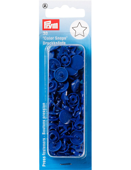 Set di 30 bottoni a pressione Color Snaps Stelle 12,4 mm - Blu reale