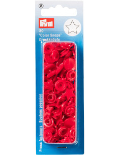 Set di 30 bottoni a pressione Color Snaps Stelle 12,4 mm - Rosso