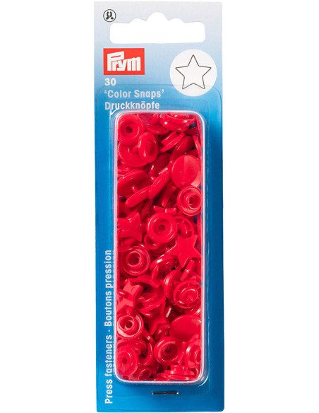 Set di 30 bottoni a pressione Color Snaps Stelle 12,4 mm - Rosso