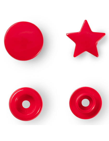 Set di 30 bottoni a pressione Color Snaps Stelle 12,4 mm - Rosso