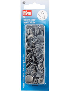Set di 30 bottoni a pressione Color Snaps Stelle 12,4 mm - Grigio argento