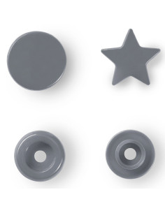 Set di 30 bottoni a pressione Color Snaps Stelle 12,4 mm - Grigio argento 2