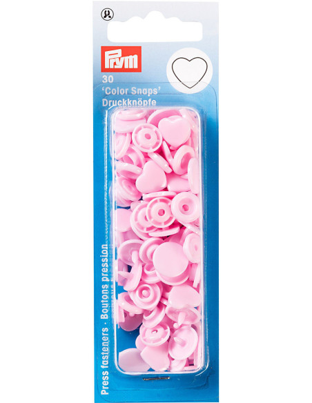 Set di 30 bottoni a pressione Color Snaps Cuori 12,4 mm - Rosa