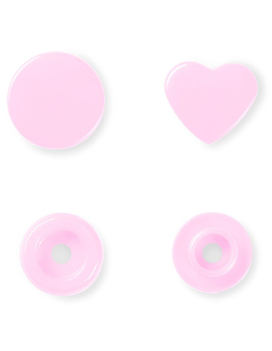 Set di 30 bottoni a pressione Color Snaps Cuori 12,4 mm - Rosa
