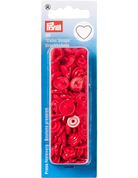Set di 30 bottoni a pressione Color Snaps Cuori 12,4 mm - Rosso