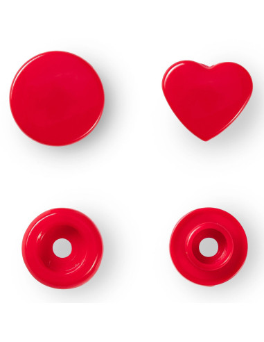 Set di 30 bottoni a pressione Color Snaps Cuori 12,4 mm - Rosso