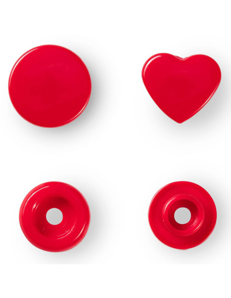 Set di 30 bottoni a pressione Color Snaps Cuori 12,4 mm - Rosso