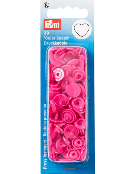 Set di 30 bottoni a pressione Color Snaps Cuori 12,4 mm - Fucsia