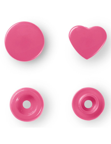 Set di 30 bottoni a pressione Color Snaps Cuori 12,4 mm - Fucsia