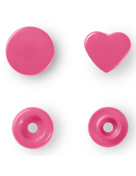 Set di 30 bottoni a pressione Color Snaps Cuori 12,4 mm - Fucsia
