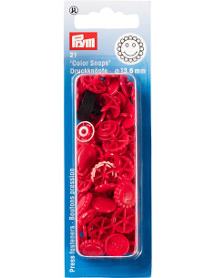 Set di 21 bottoni a pressione Color Snaps Fiori 13,6 mm - Rosso
