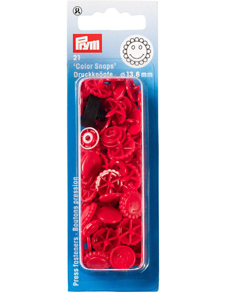 Set di 21 bottoni a pressione Color Snaps Fiori 13,6 mm - Rosso