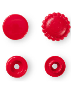 Set di 21 bottoni a pressione Color Snaps Fiori 13,6 mm - Rosso 2