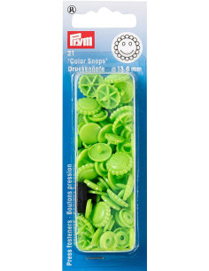 Set di 21 bottoni a pressione Color Snaps Fiori 13,6 mm - Verde