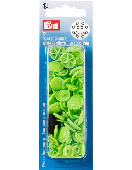 Set di 21 bottoni a pressione Color Snaps Fiori 13,6 mm - Verde