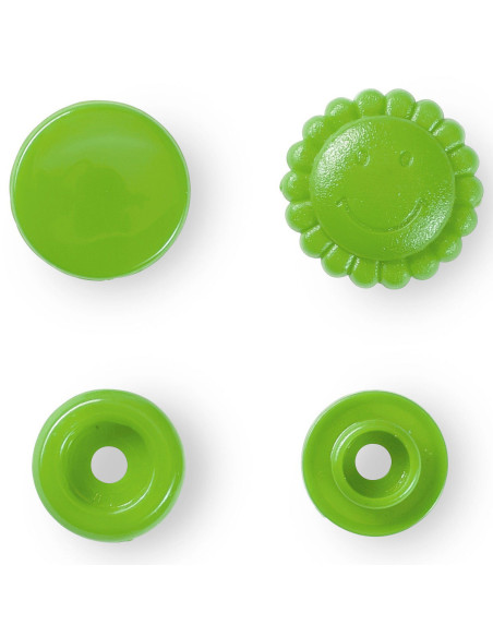 Set di 21 bottoni a pressione Color Snaps Fiori 13,6 mm - Verde
