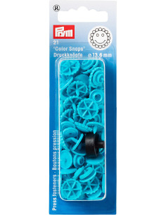 Set di 21 bottoni a pressione Color Snaps Fiori 13,6 mm - Turchese