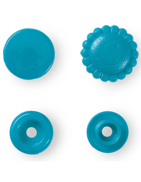 Set di 21 bottoni a pressione Color Snaps Fiori 13,6 mm - Turchese