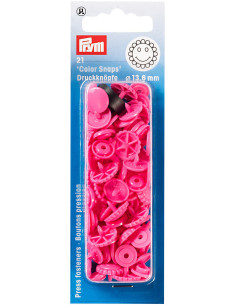 Set di 21 bottoni a pressione Color Snaps Fiori 13,6 mm - Fucsia
