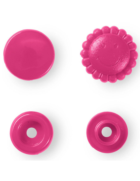 Set di 21 bottoni a pressione Color Snaps Fiori 13,6 mm - Fucsia