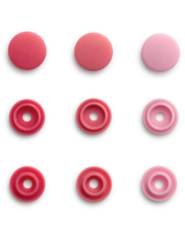 Set di 36 bottoni a pressione Color Snaps Mini 9 mm - Sfumature di Rosa