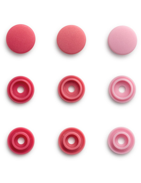 Set di 36 bottoni a pressione Color Snaps Mini 9 mm - Sfumature di Rosa