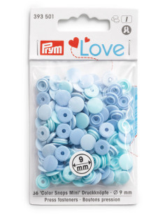 Set di 36 bottoni a pressione Color Snaps Mini 9 mm - Gradazione di Blu