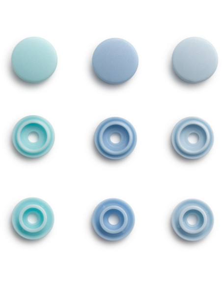 Set di 36 bottoni a pressione Color Snaps Mini 9 mm - Gradazione di Blu