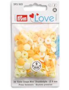 Set di 36 bottoni a pressione Color Snaps Mini 9 mm - Gradazione di Giallo