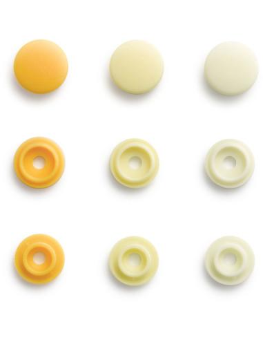 Set di 36 bottoni a pressione Color Snaps Mini 9 mm - Gradazione di Giallo