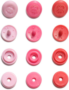 Set di 36 bottoni a pressione Color Snaps Mini 9 mm Optique - Rosa, fucsia e rosso 2