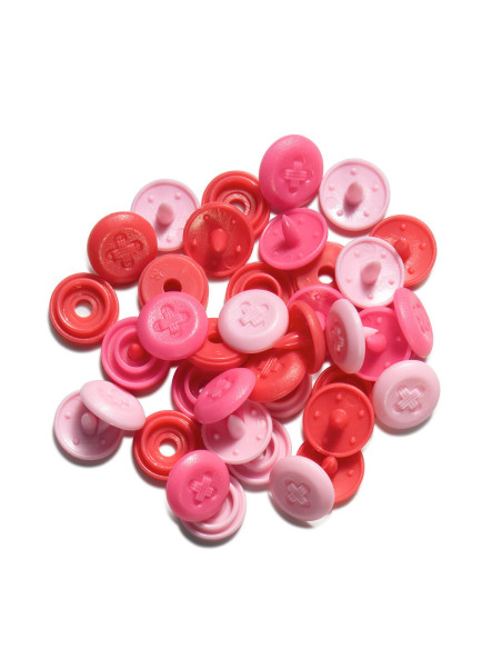 Set di 36 bottoni a pressione Color Snaps Mini 9 mm Optique - Rosa, fucsia e rosso
