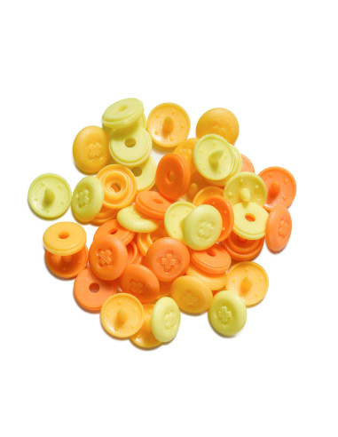 Set di 36 bottoni a pressione Color Snaps Mini 9 mm Optique - Giallo, giallo aranciato e arancione