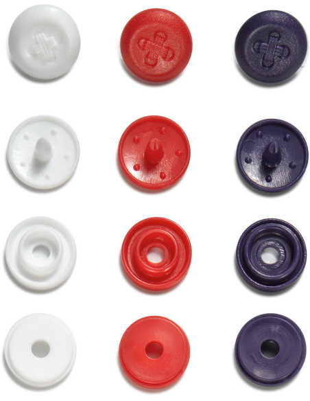 Set di 36 bottoni a pressione Color Snaps Mini 9 mm Optique - Blu, bianco e rosso