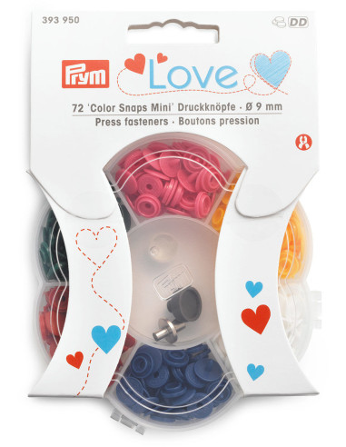 Scatola di 72 bottoni a pressione Color Snaps Mini 9 mm