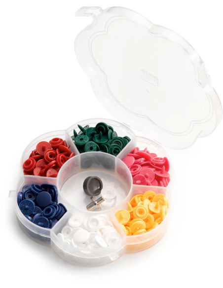 Scatola di 72 bottoni a pressione Color Snaps Mini 9 mm