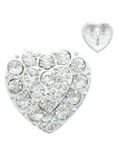 Bottone strass cuore 19 mm