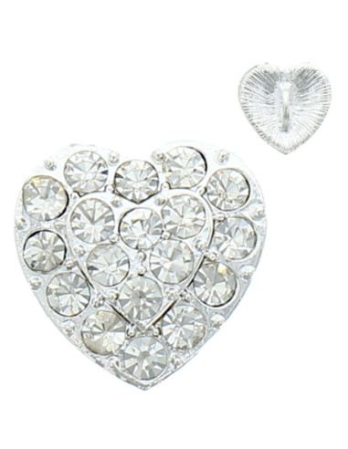 Bottone strass cuore 19 mm