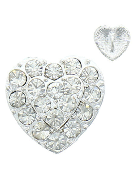Bottone strass cuore 19 mm