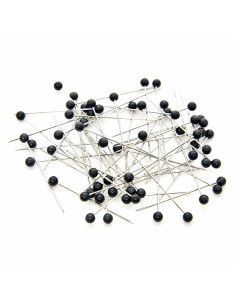 Tubo di vetro con 60 spilli extra-fini con testa in plastica - Nero 2