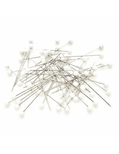 Tubo di vetro con 60 spilli extra fini con testa in plastica - Bianco 2