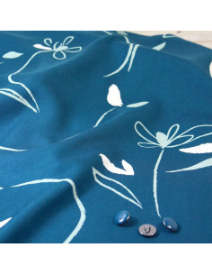 Tessuto twill di viscosa Bloom blu petrolio - Églantine & Zoé 2