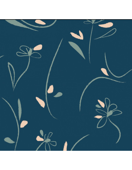 Tessuto twill di viscosa Bloom blu petrolio - Églantine & Zoé
