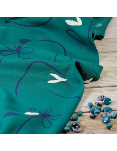 Tessuto twill di viscosa Bloom verde smeraldo - Églantine & Zoé