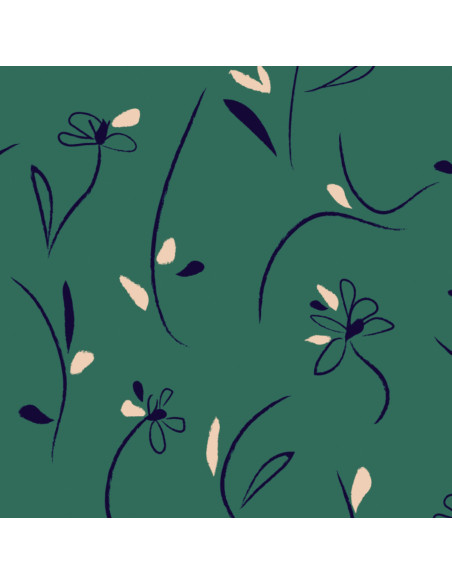Tessuto twill di viscosa Bloom verde smeraldo - Églantine & Zoé