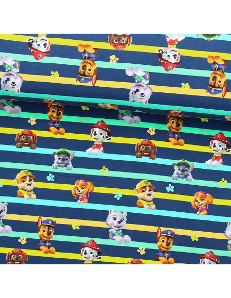 Tessuto jersey Paw Patrol - Personaggi e linee colorate