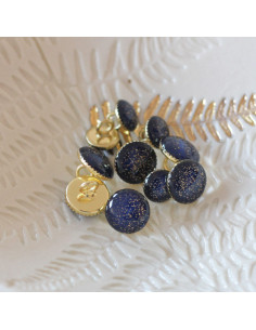 Bottone di stivaletto glitterato oro - Blu marino